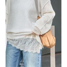 《追加予約4》レースヘム クルーネックシアーロングT