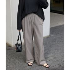 《追加》【撥水/接触冷感/洗える/UVカット】リネンナイロンストレッチワイドパンツ
