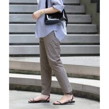 《追加》【撥水/接触冷感/洗える/UV】リネンナイロンストレッチテーパードパンツ