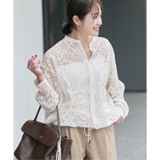《WEB限定追加予約2》スタンドカラーレースロングスリーブブラウス