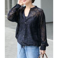 《WEB限定追加予約2》スタンドカラーレースロングスリーブブラウス