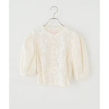 【VIVIANO / ヴィヴィアーノ】 Embroidered Lace Puff Blouse