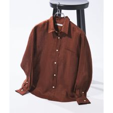 《予約》リネン レギュラー カラー 長袖 シャツ