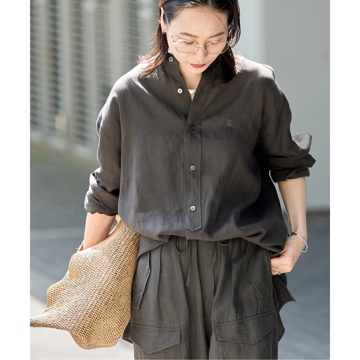 ティッカ ticca リネンスクエアビックシャツ　ブラウン TICCA / ティッカ】リネンスクエアビッグシャツ uni | ジャーナル
