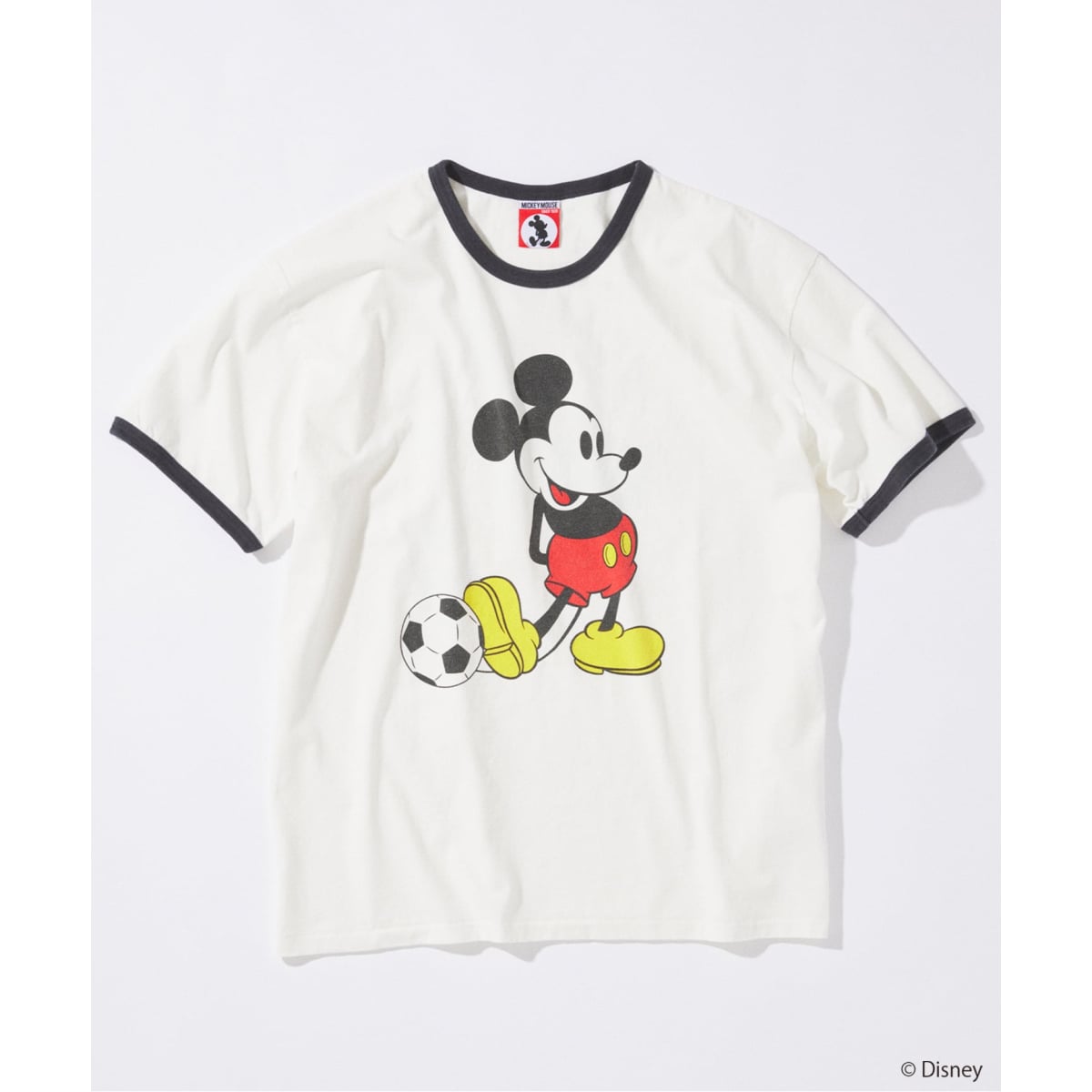 [�}���C]MICKEY MOUSE / �~�b�L�[ �}�E�X �ʒ� �T�b�J�[ �v�����g T�V���c/�W���[�i���X�^���_�[�h�iJOURNAL STANDARD�j �z���C�g A
