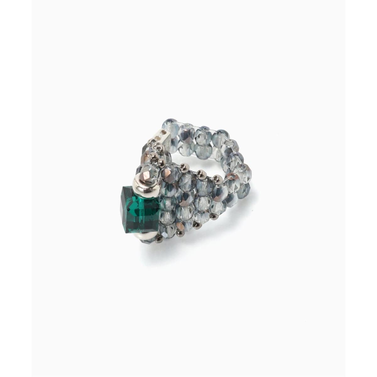 [�}���C]TIE A KNOT / �^�C �A �m�b�g CRYSTAL BEADS RING with SILV/�W���[�i���X�^���_�[�h�iJOURNAL STANDARD�j �O���[A