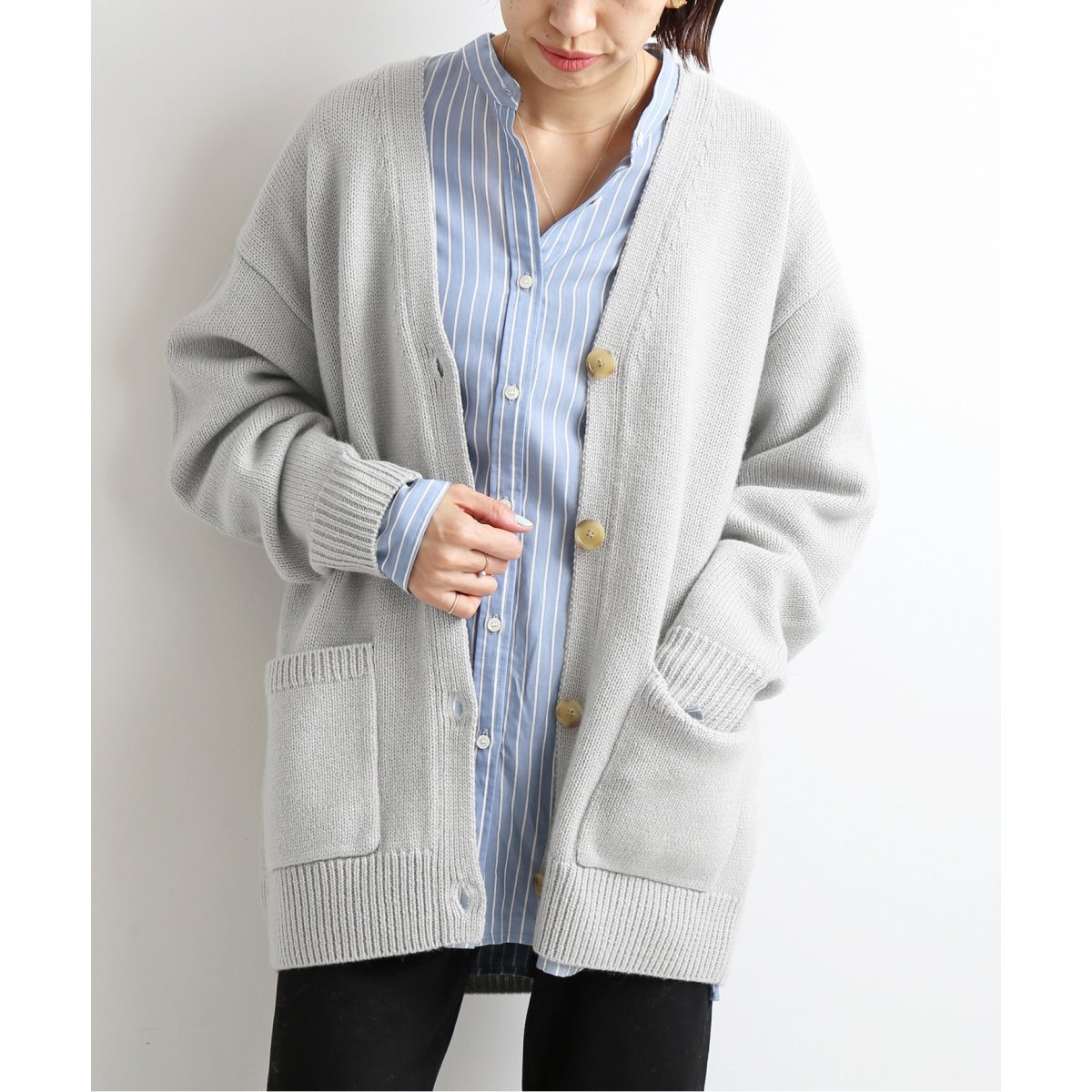 【美品】IENA✨Vネック カーディガン グレー ウール100 長袖 フリー ウールVネックカーディガン◇ | イエナ(IENA) | マルイウェブ