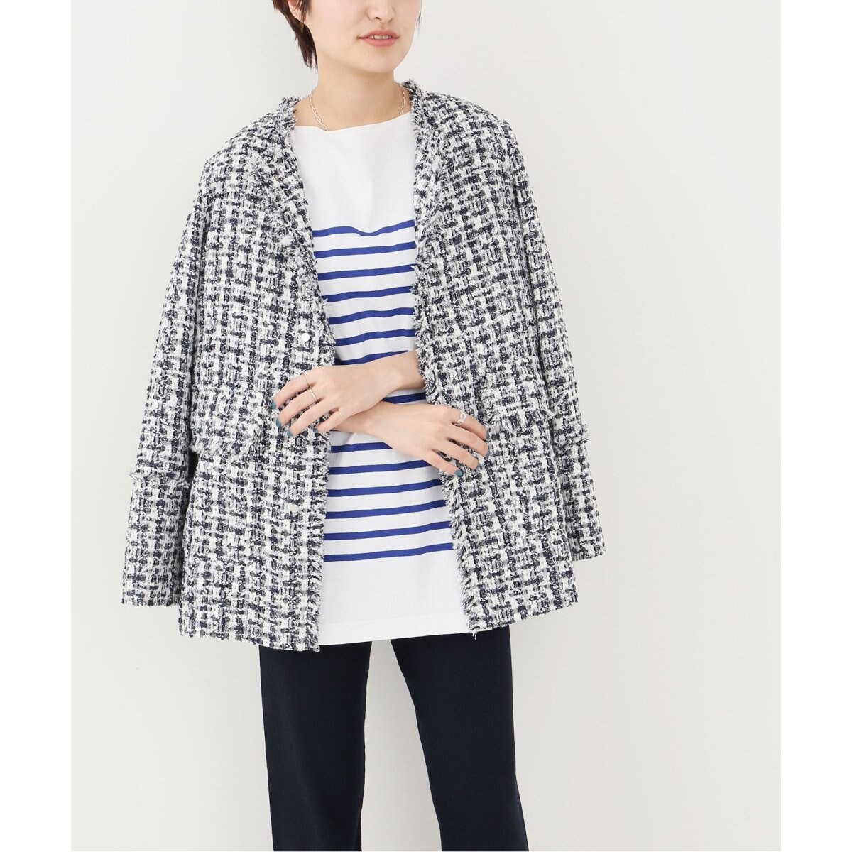 IENA Marin Tweed ジャケット ツイードジャケット IENA - IENA Marin Tweed ジャケット.S ブラック ツイード