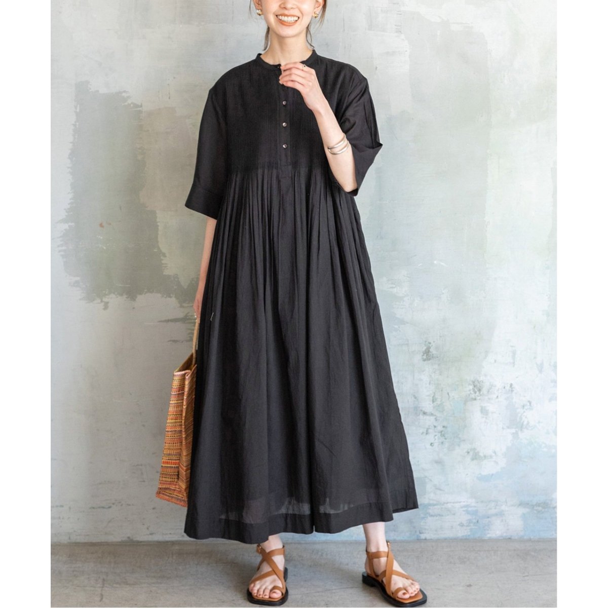 IENA コットンボイルピンタックシャツワンピース　size38 WEB限定追加》コットンボイルピンタックシャツワンピース
