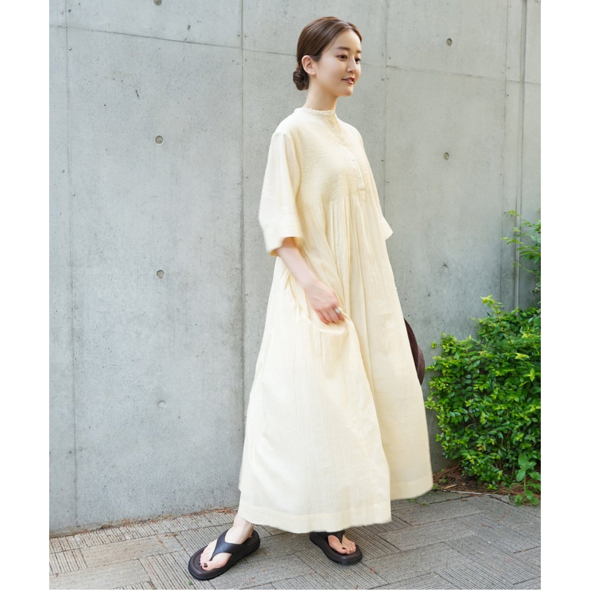 IENA コットンボイルピンタックシャツワンピース WEB限定追加》コットンボイルピンタックシャツワンピース