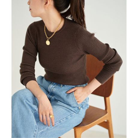 エクストラファインメリノリブ クルーネックプルオーバー | イエナ  