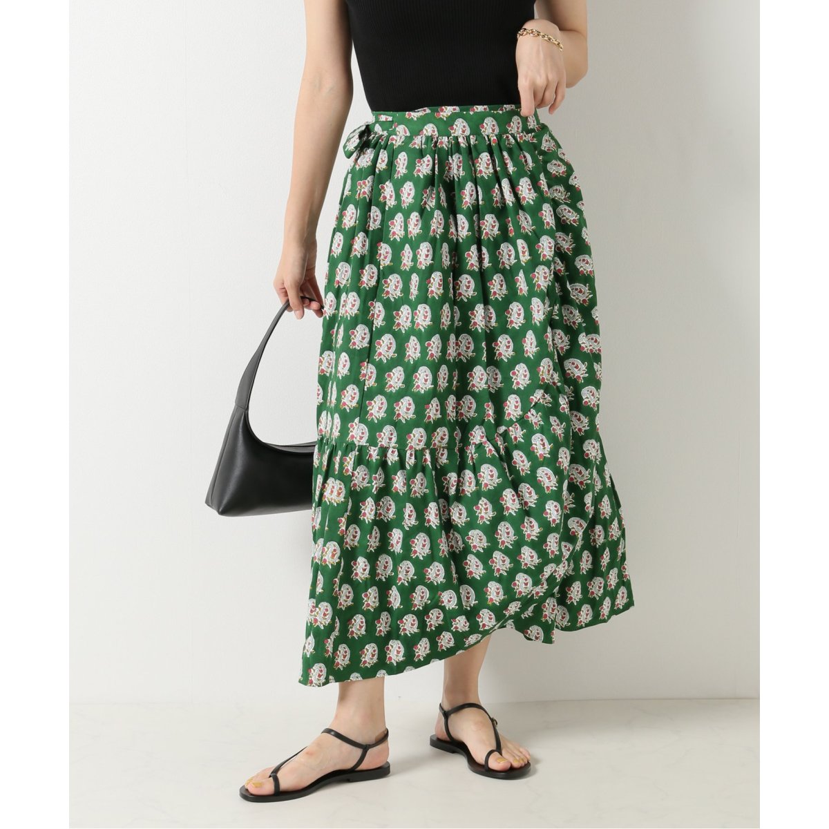SZ Blockprints】Garden Green & Jaipur Pinkラップスカート | イエナ
