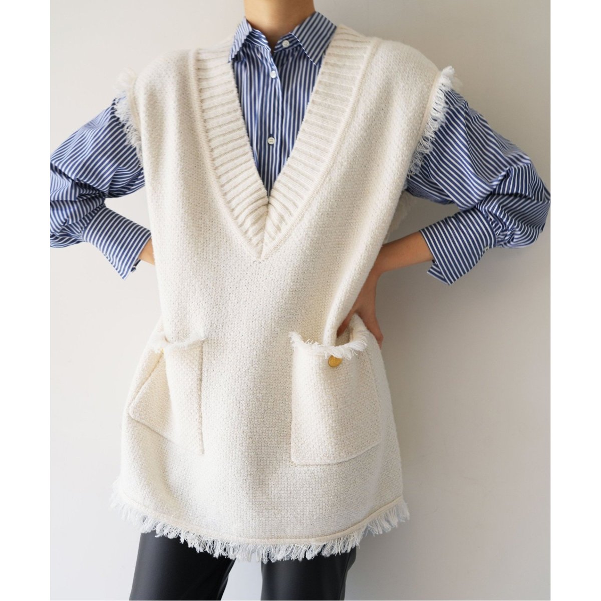 追加品番》【ADAWAS/アダワス】KNIT TWEED 2PKT ベスト | イエナ(IENA
