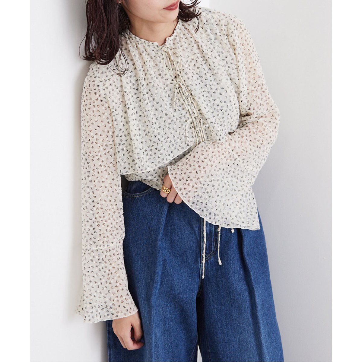 IENA - イエナ　リボンディテール　ブラウス IENA LA BOUCLE ディテールリボンブラウス（シャツ／ブラウス