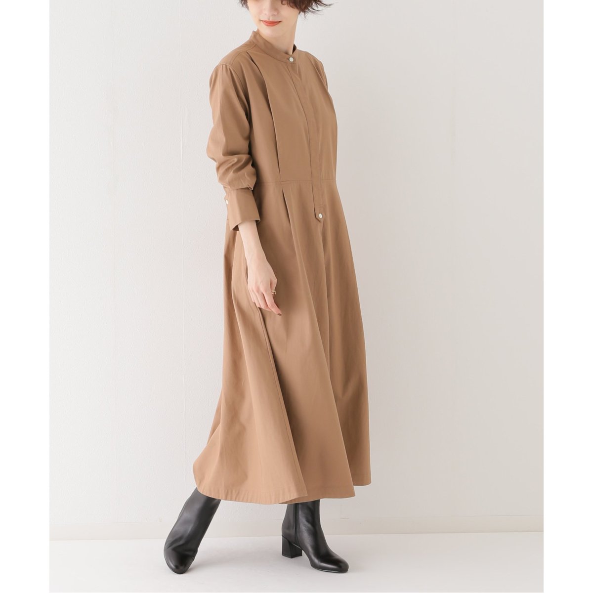 新品タグ付き⭐︎IENA スキッパーフレアワンピース　紺　38サイズ 定番人気 イエナ スキッパーシャツワンピース ネイビー フレア Aライン