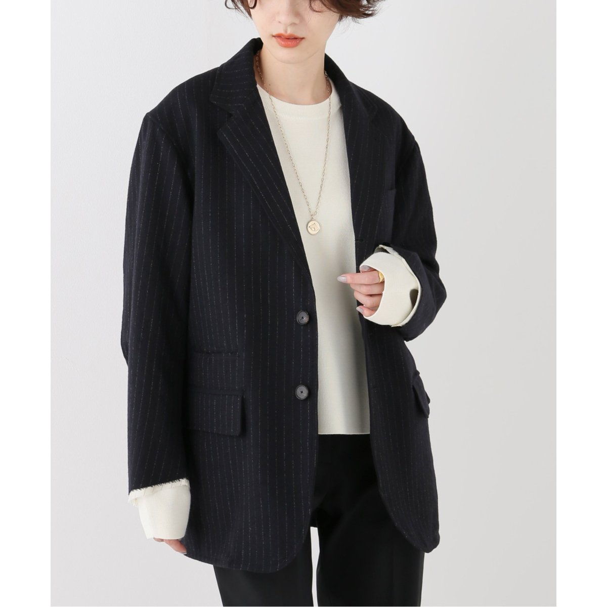 JANE SMITH ストライプ ダブルブレストジャケット JANE SMITH ストライプ ダブルブレストジャケット
