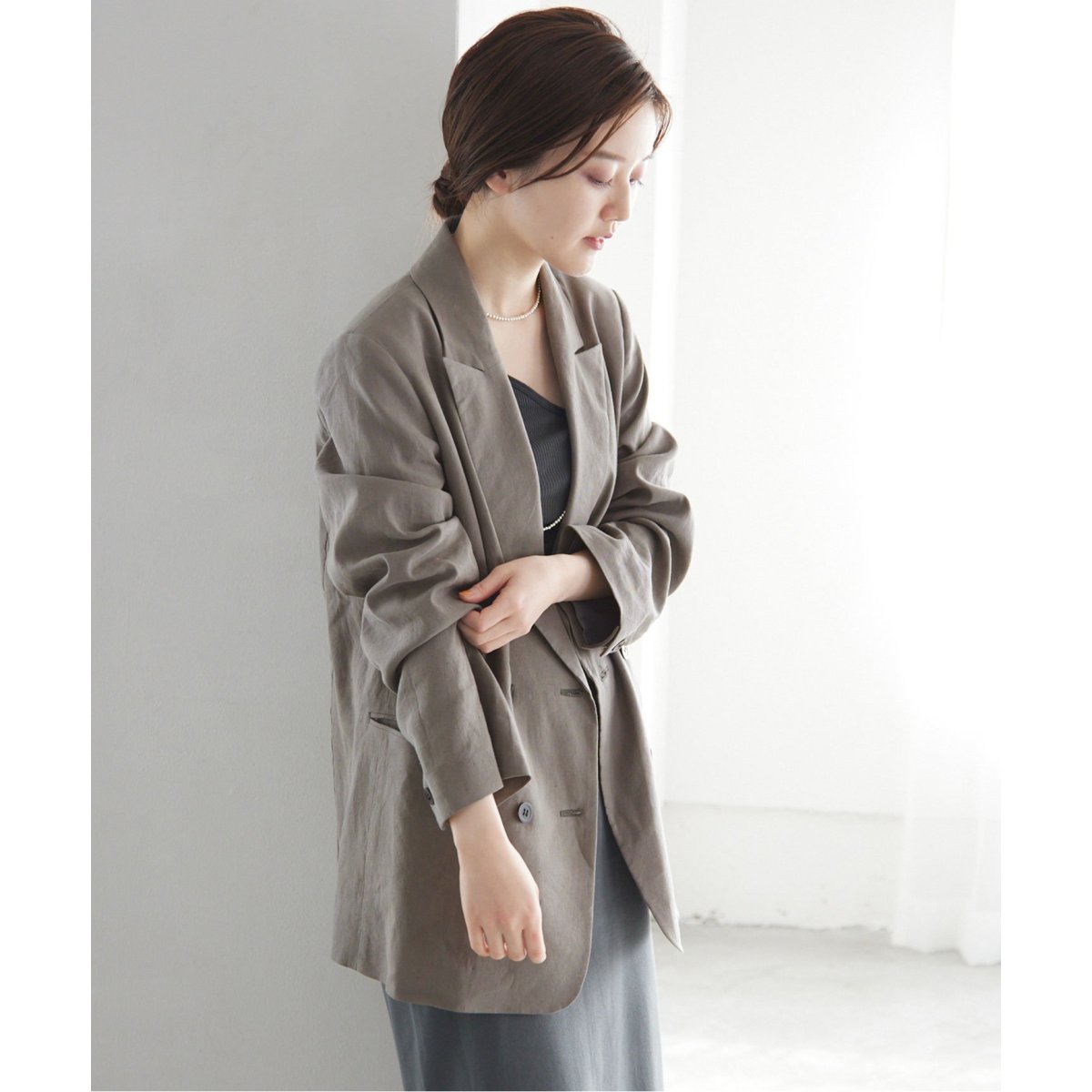 LINEN COTTONストレッチジャケット | イエナ(IENA) | 23010900545010