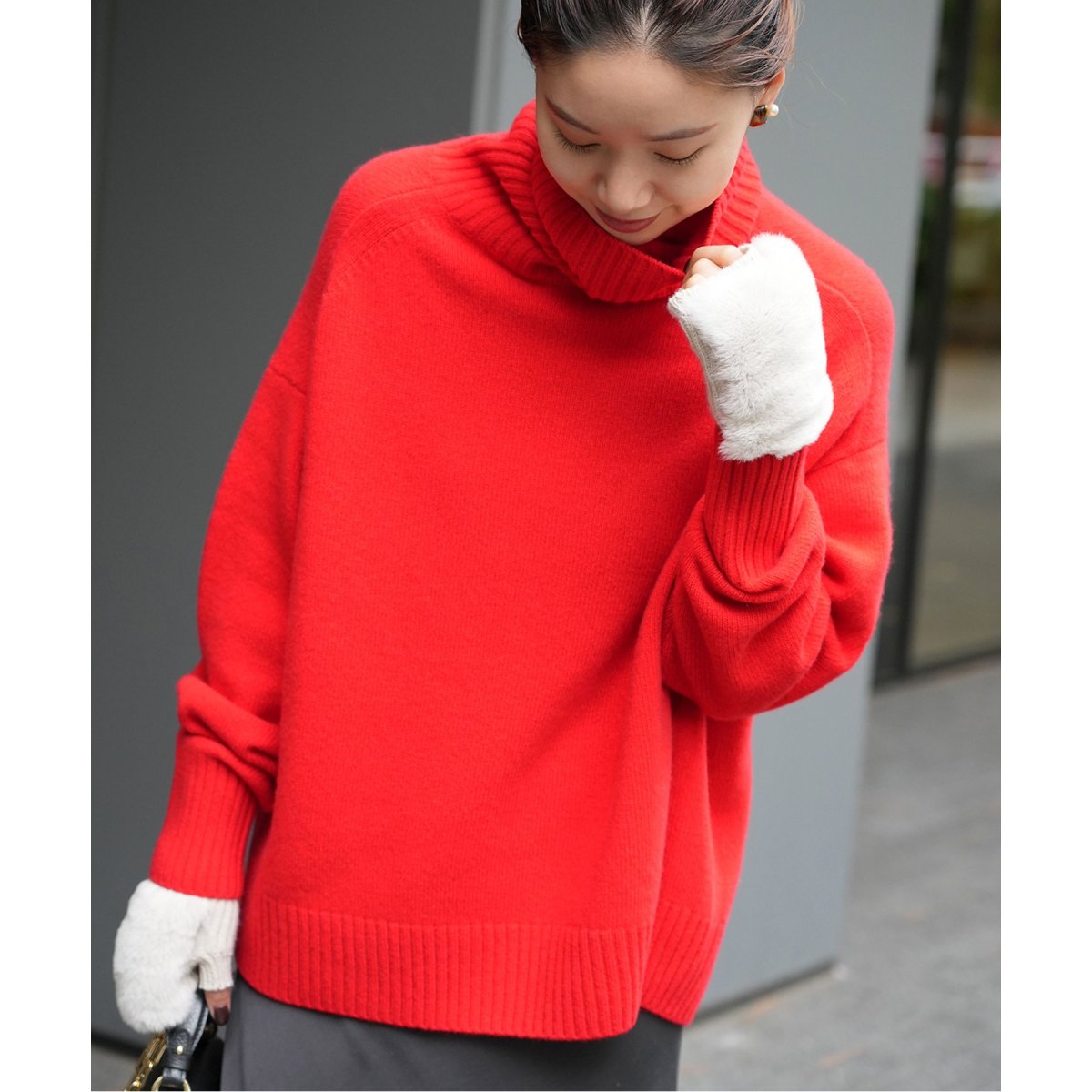 IENA イエナ　AQUAハイネックワイドプルオーバー　赤 レッド　カシミヤ混 AQUAハイネックワイドプルオーバー | イエナ(IENA) | マルイウェブチャネル