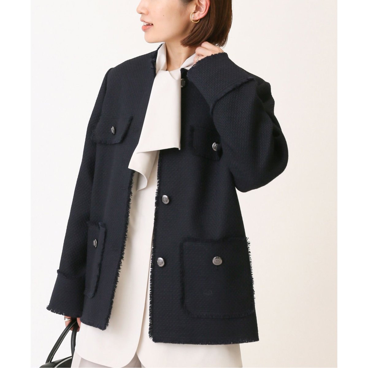 週末限定値下げ♪イエナ IENA ＆NAVYノーカラーツイード ジャケット ＆NAVYノーカラーツィード ジャケット | イエナ(IENA) | マルイ
