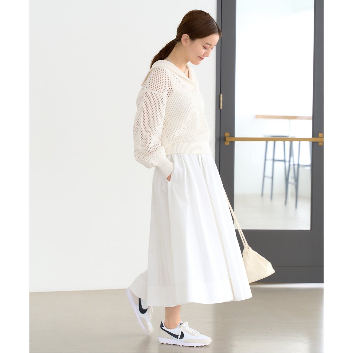 イエナ　IENA　タイプライターギャザータックスカート　ホワイト　36 ☆新品タグ付き☆イエナ/タイプライタータックギャザースカート
