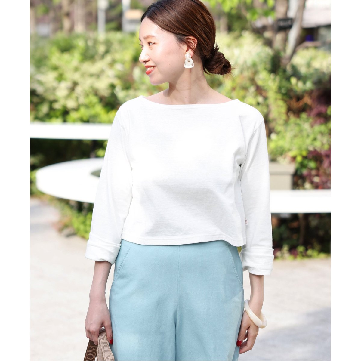 TRADITIONAL WEATHERWEAR】別注 クロップド ボートネックTシャツ