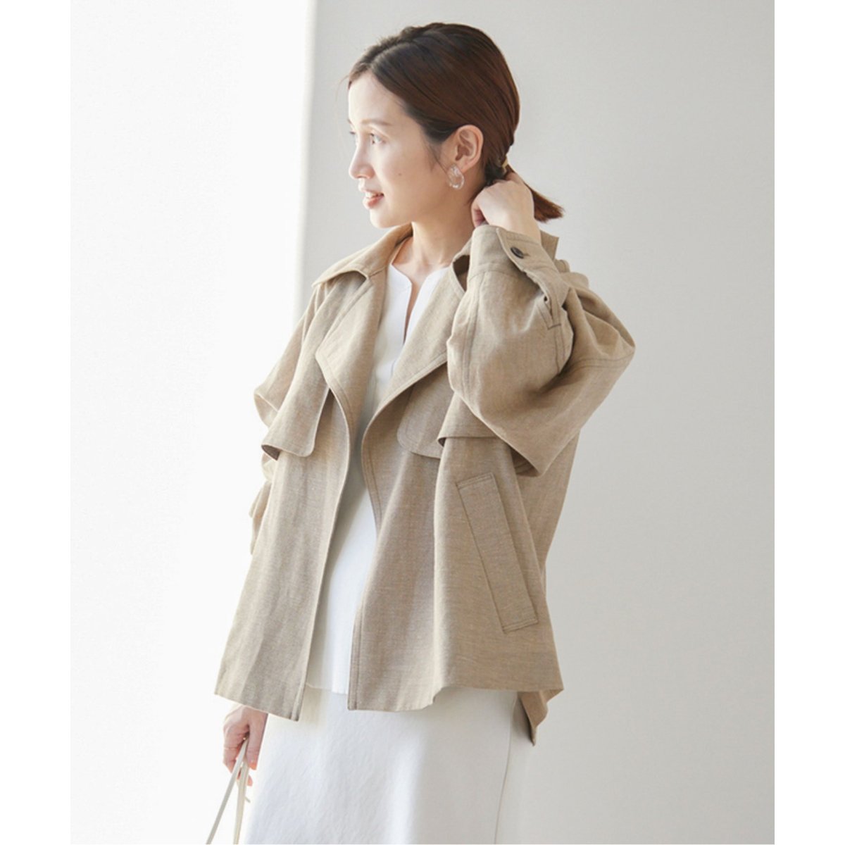 IENA ウールリネンショートブルゾン ベージュ IENA（イエナ）の「ウールリネンショートブルゾン（ブルゾン）」 - WEAR
