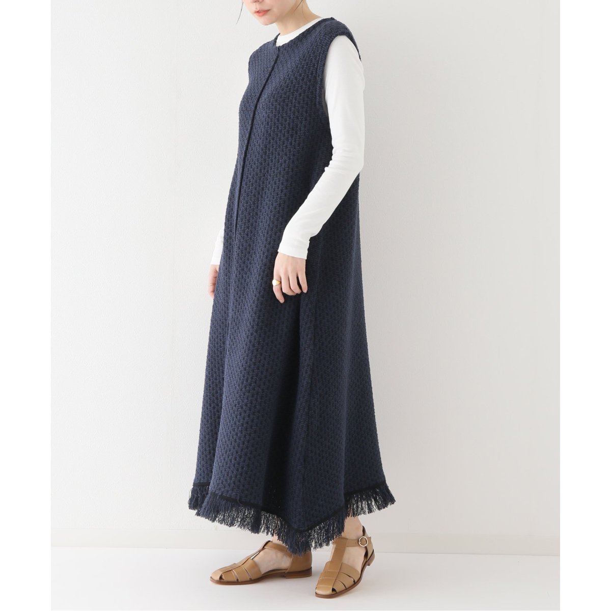 IENAイエナグレーロングワンピースコットン IENA - IENA コットンシルク ロング シャツワンピースの通販 by