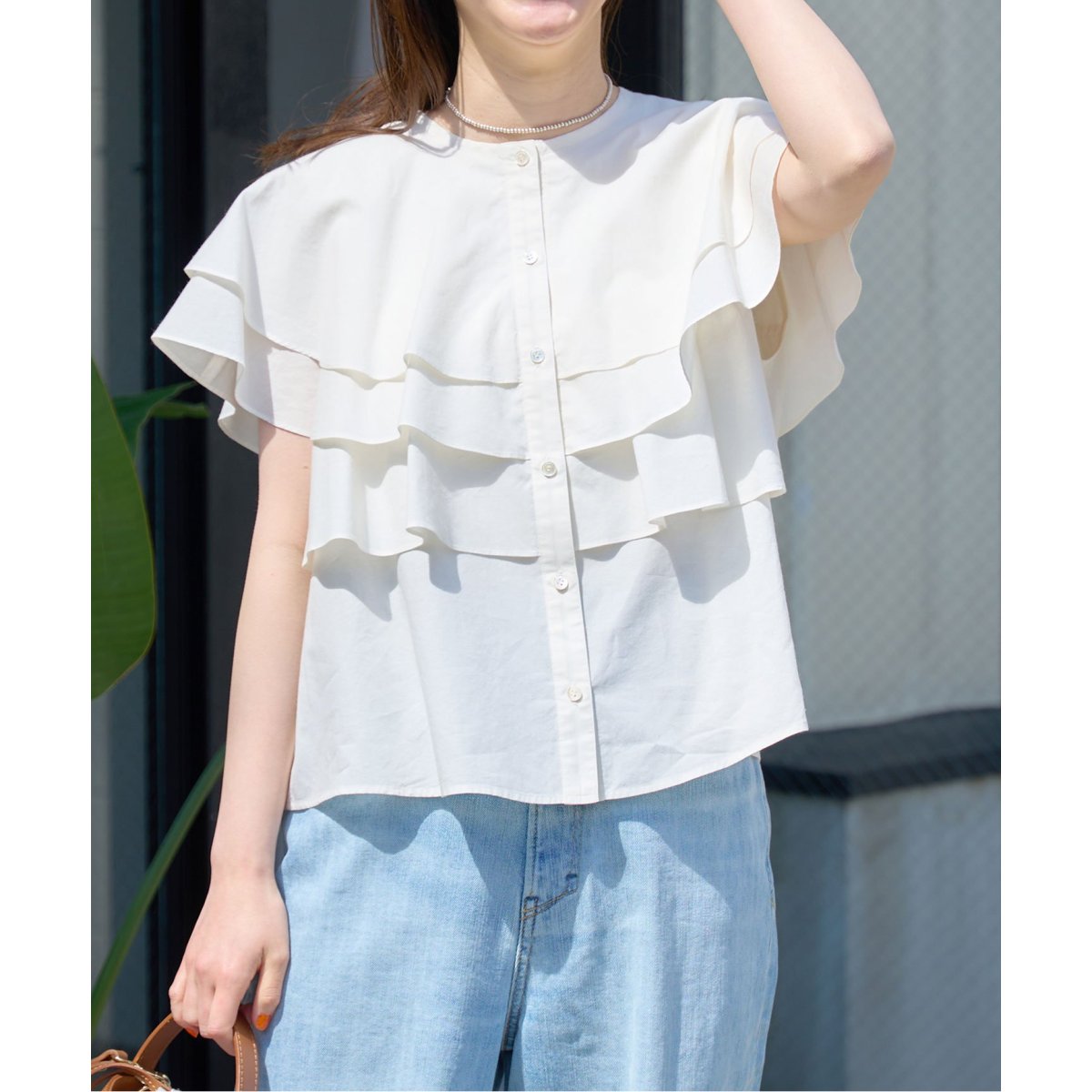 登場! 新品 日本製 フリルブラウス シルク混 BLOUSE FRILL KIJI トップス