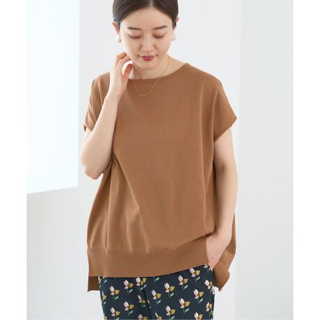 IENA】コットンストレッチワイドクルーネックプルオーバー ひどく 