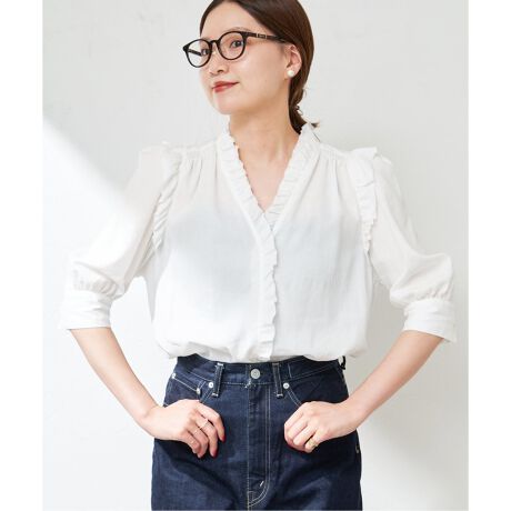 コットンビエラフリルハーフスリーブブラウス | イエナ(IENA) | マルイ  