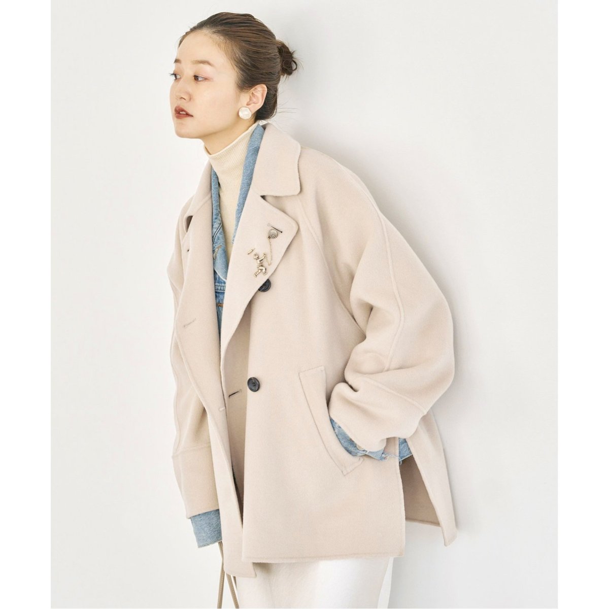 IENA スーパー160ダブルフェイス ショートコート38 ベージュ 追加2》スーパー160ダブルフェイス ショートコート（その他