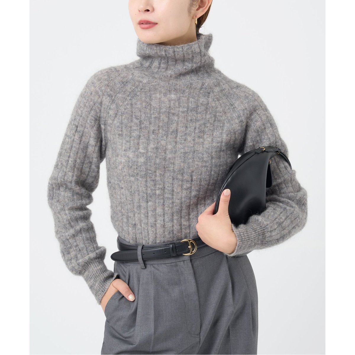 IENA / イエナ 23AW 23080900132040 モヘヤ混リブタートルネックプルオーバー 長袖ニットセーター IENA（イエナ）の「モヘヤ混リブタートルネックプルオーバー