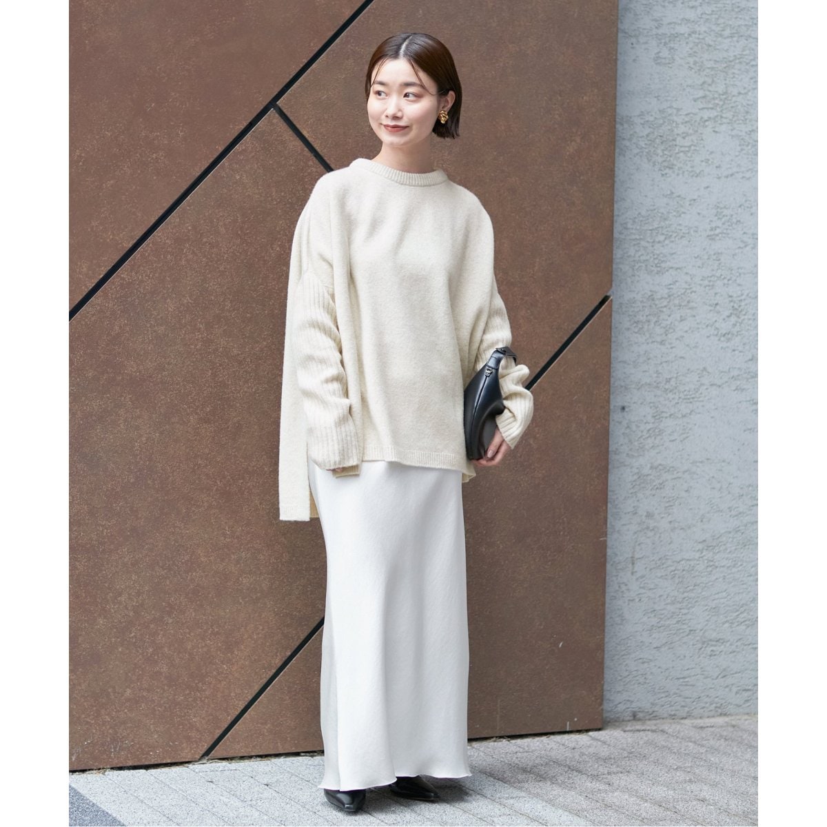 ウールカシミヤ脇スリットクルーネックプルオーバー | イエナ