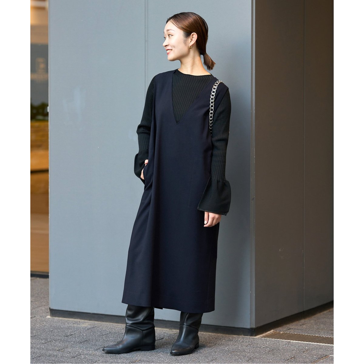 IENA 2WAYストレッチVネックワンピース◆ブラック38 追加》2WAYストレッチVネックワンピース（ワンピース）｜IENA