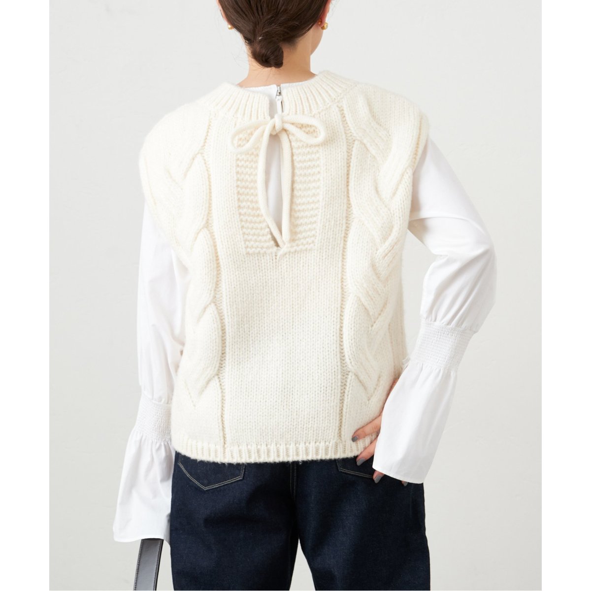 IENA - イエナ 23AW ビックケーブルニットベスト プルオーバー オフホワイト IENA - イエナ 23AW ビックケーブルニットベスト プルオーバー