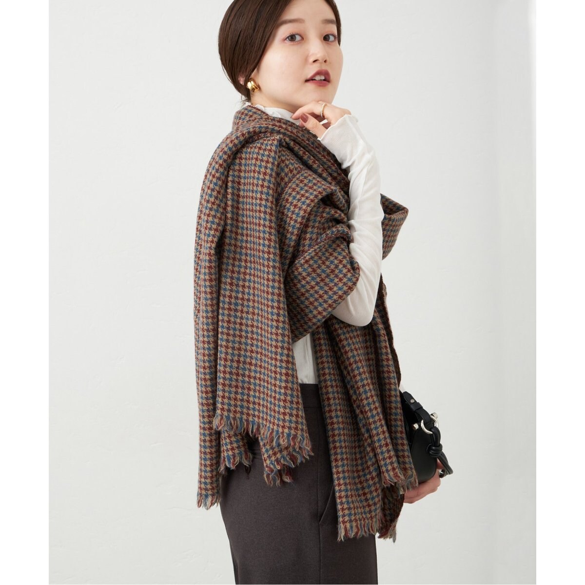 IENA LOVAT＆GREEN ロバットアンドグリーン チェックウールストール LOVAT＆GREEN/ロバットアンドグリーン】チェックウールストール