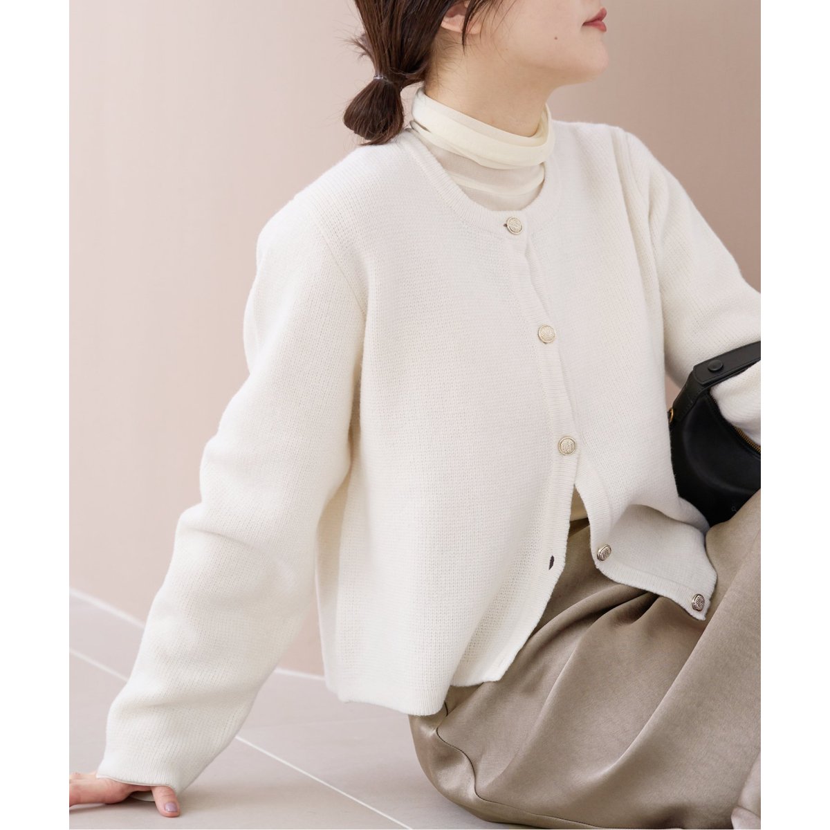 IENA イエナ カシミヤ混 ボーダー 金ボタンニットカーディガン F IENA イエナ カシミヤ混 ボーダー 金ボタンニットカーディガン F