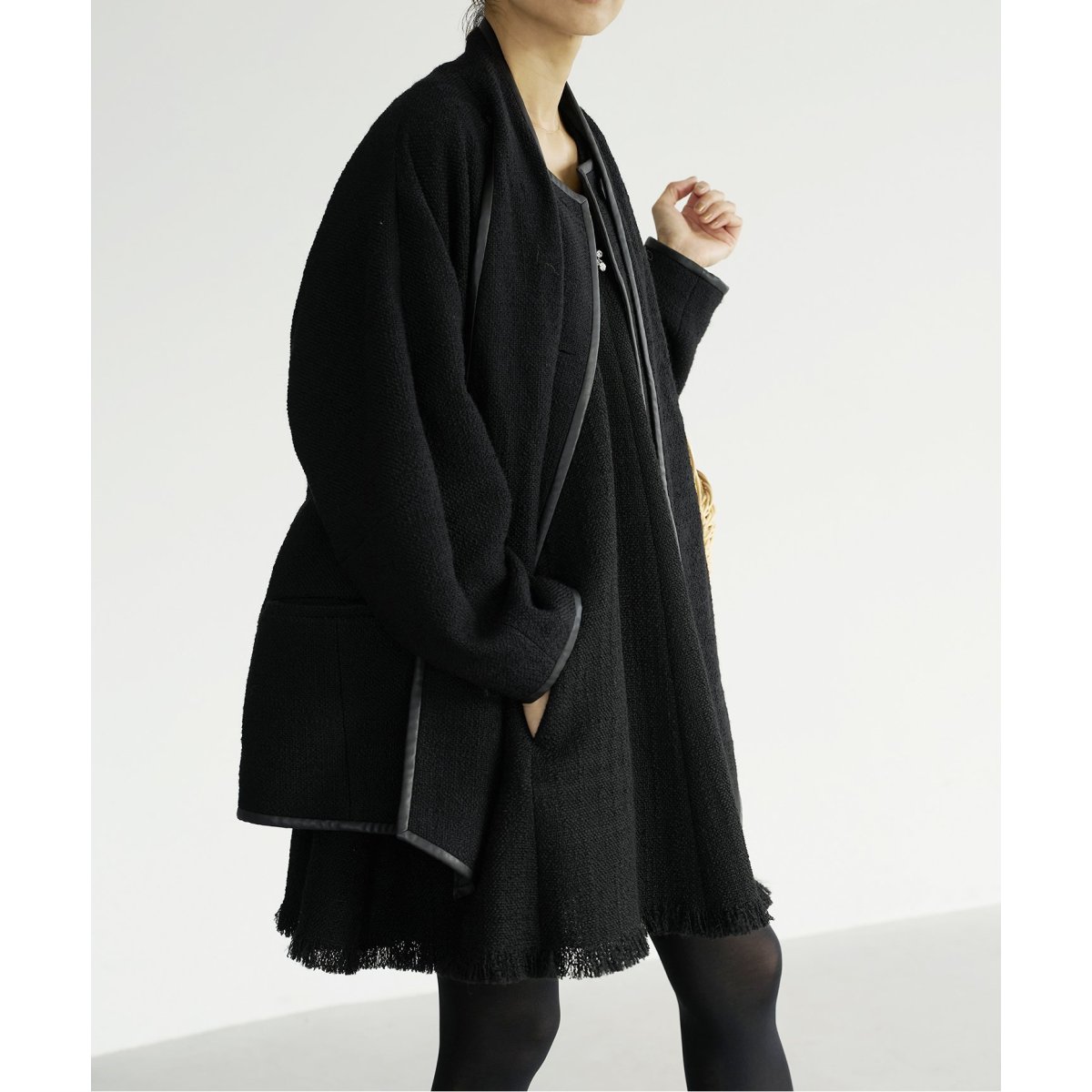 美品 イエナ［n］ツイードリボンコート　iena ノーカラー　コート ジャケット cd013-58385-02b.jpg?basethum=225