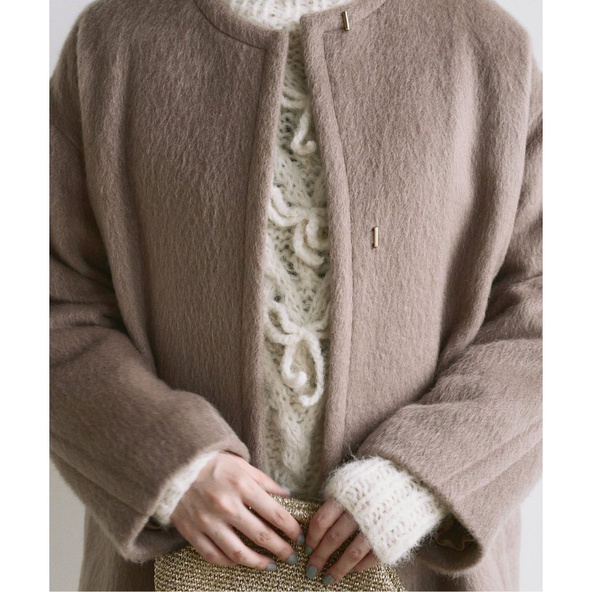 MA IENA モヘアシャギーハーフコート グレー 38 MA IENA モヘア