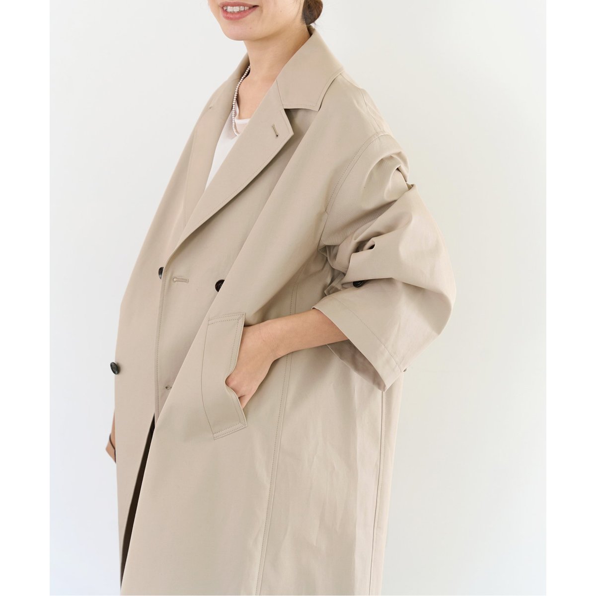 IENA シャンブレーツイル撥水フォルムコート ce014-42462-01b.jpg?basethum=225