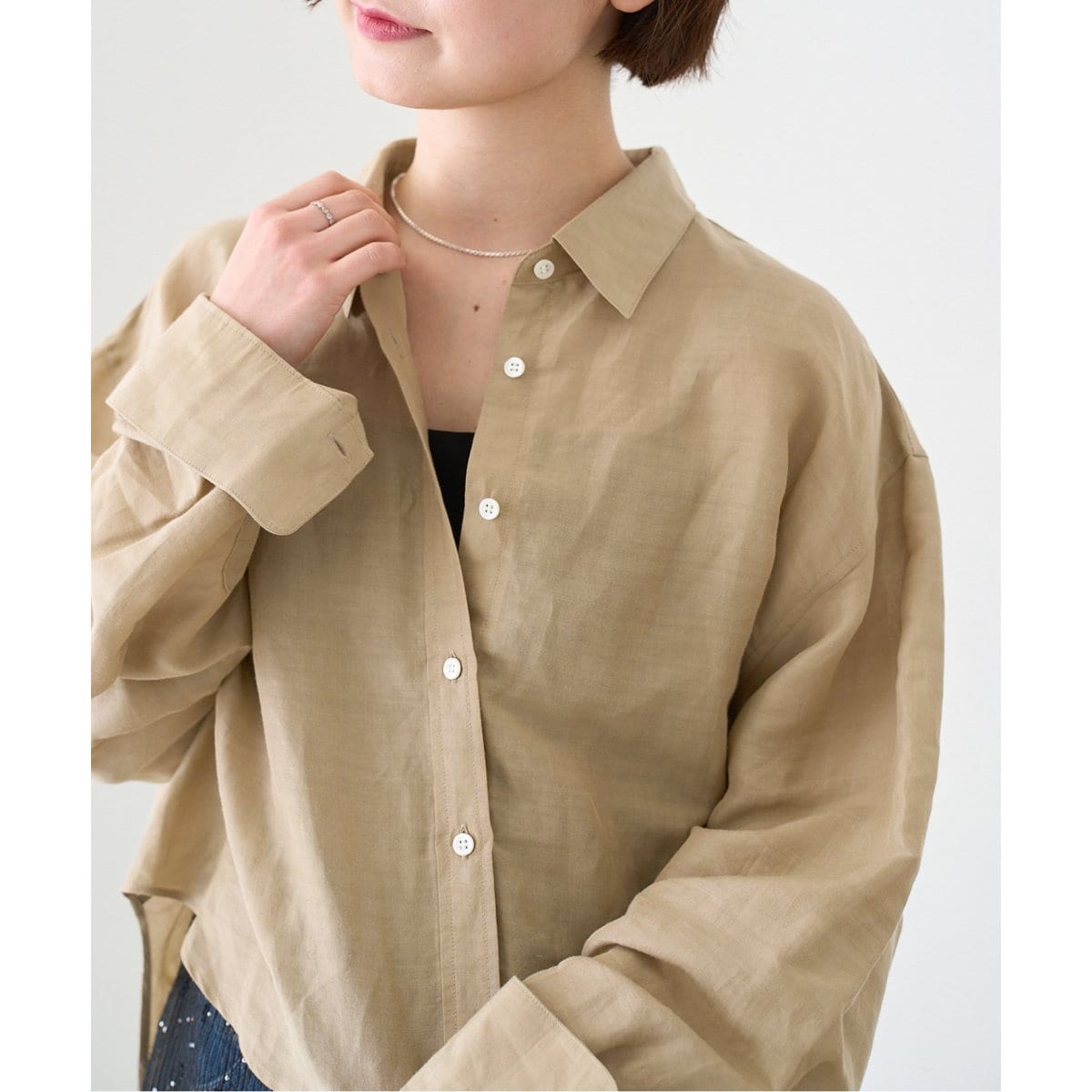 IENA ラミーリヨセルショートシャツ ナチュラル 38 イエナ ラミーリヨセルショートシャツ（シャツ／ブラウス）｜IENA