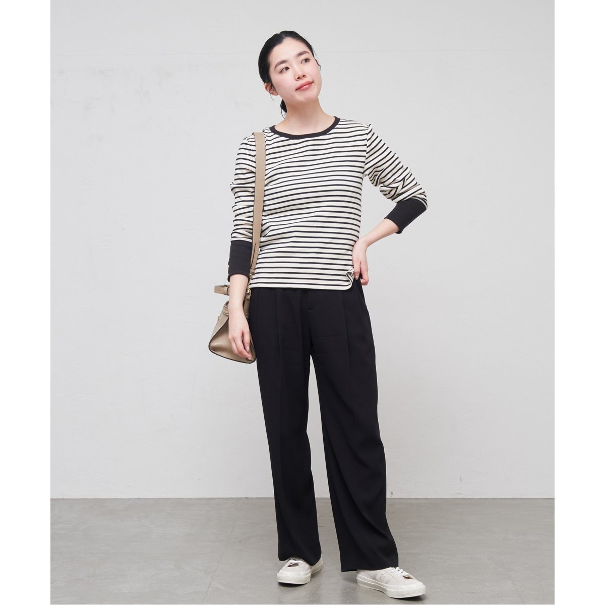 IENA バッグボタンボーダー　プルオーバー TRADITIONAL WEATHERWEAR】バックボタンクルーネックプル