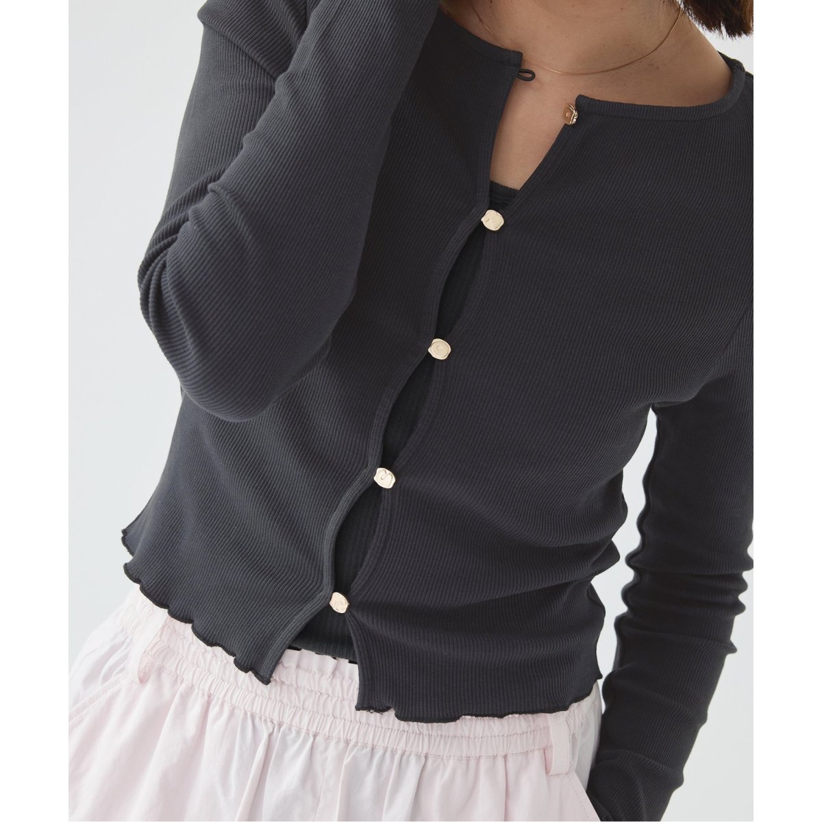【美品】メゾン ラビッシュ/IENA リブロングスリーブカーディガン MAISON LABICHE/メゾン ラビッシュ】Rib Long Sleeve CD