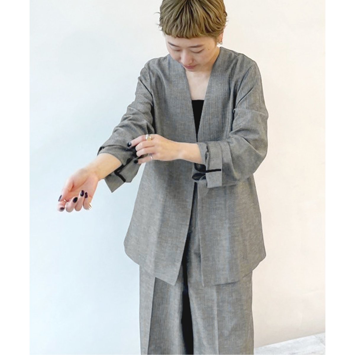 イエナ✳️リネンノーカラーブルゾン トレンド IENA イエナ ノーカラーブルゾン ジャケット リネン 麻