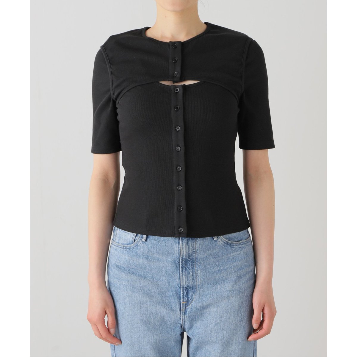 AMOMENTO/アモーメント】RIBBED BUTTON CARDIGAN SET カーディガン