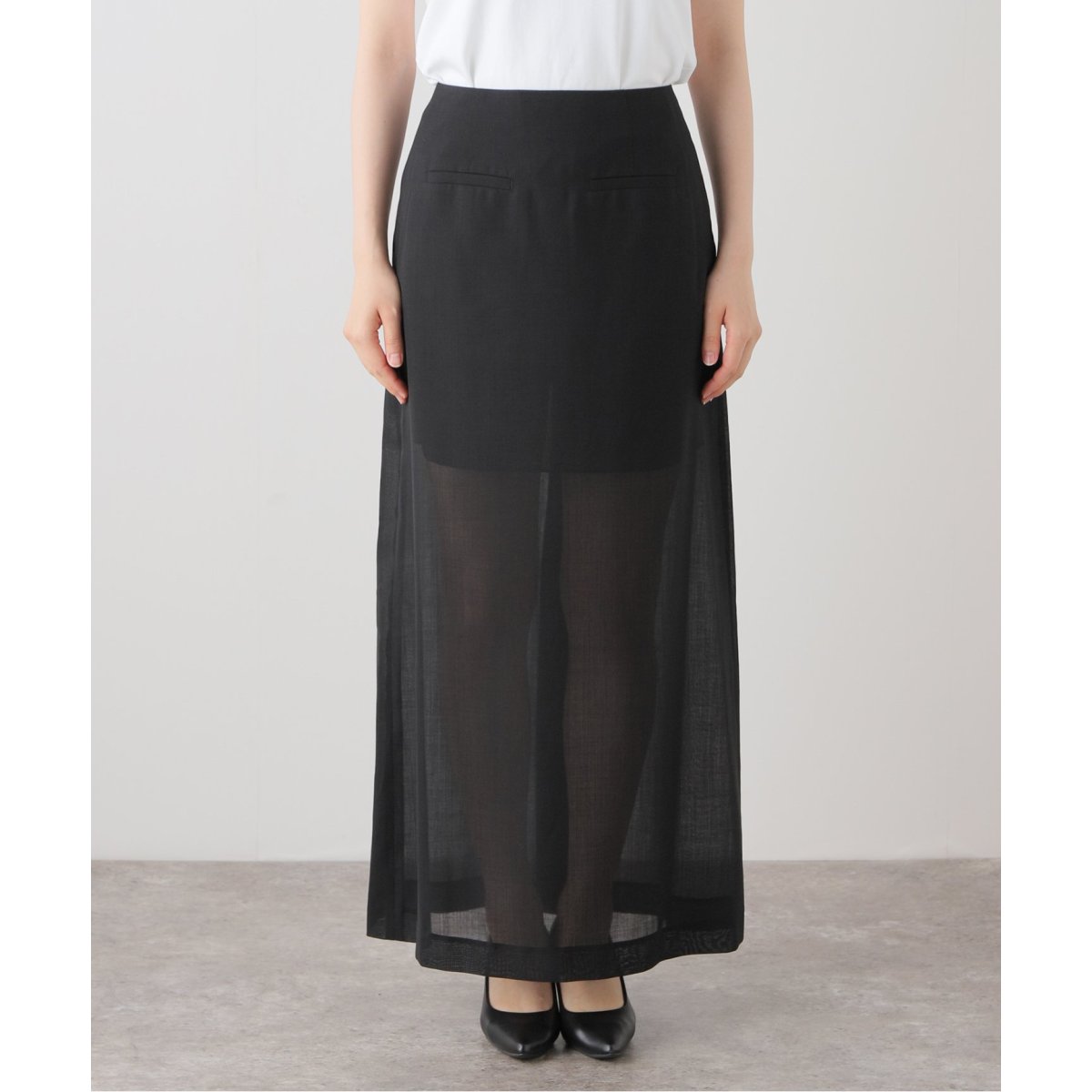 AMOMENTO/アモーメント MAIN SHEER MAXU LONG SKIRT スカート AM