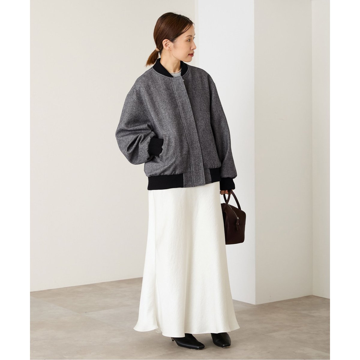 IENA タグ付き ボンディングツイードスタジアムブルゾン ボンディングツイードスタジアムブルゾン | イエナ(IENA