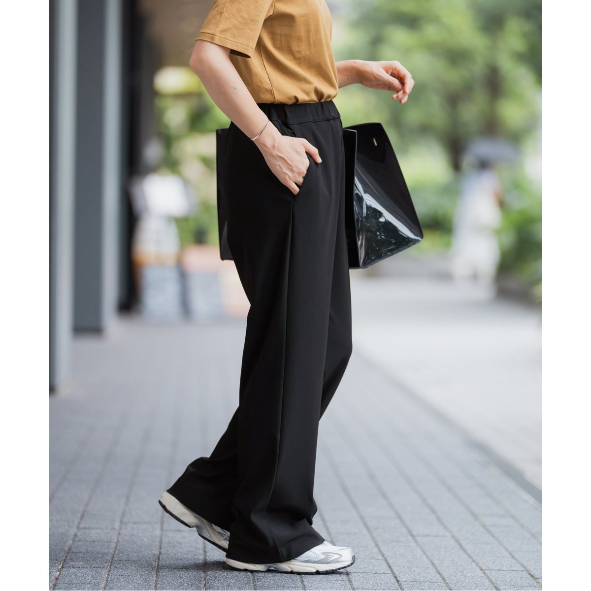 イエナ ハイストレッチギャザーパンツ カーキ 36