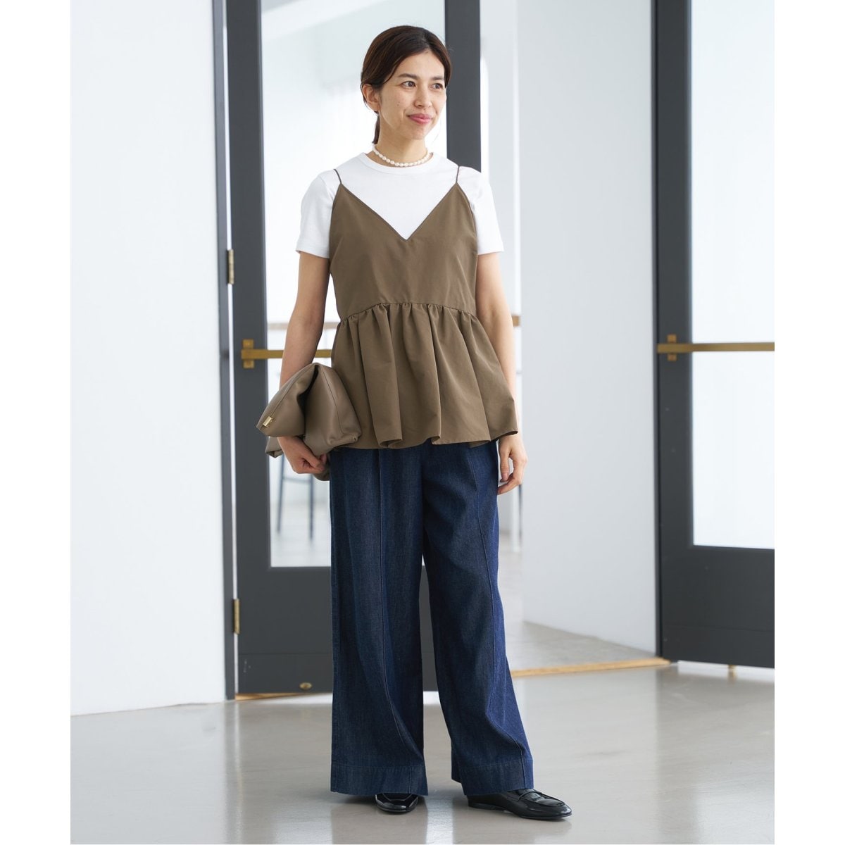 IENA グログラン キャミブラウス カーキ