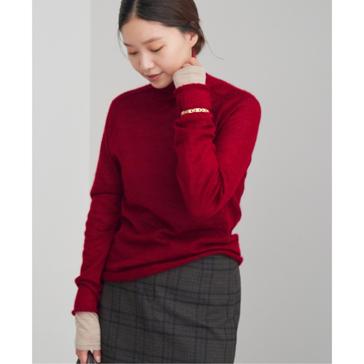 イエナ IENA 24AW SUPER Kid MIX モヘアシアープルオーバー ニット セーター 長袖 チャコール /HK ■OS レディース イエナ IENA 24AW SUPER Kid MIX モヘアシアープルオーバー